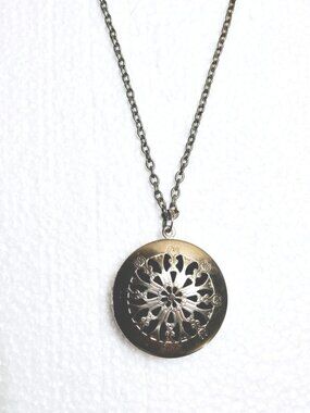 Vintage Silver-Tone Filigree Diffuser Locket Necklace Victorian Edwardian Reviva